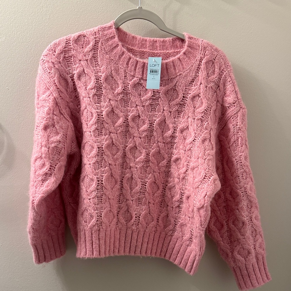 LOFT Soft Pink Cable Knit Sweater